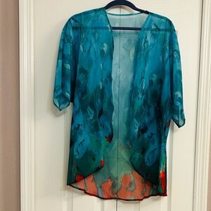 Elegant Teal Sheer Women's Top